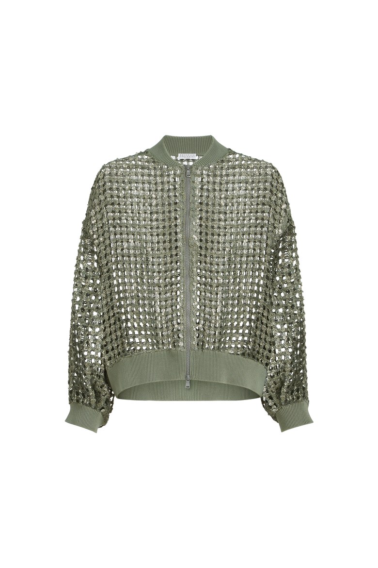 Dazzling Net Embroidery cardigan, Alternate, color, Green