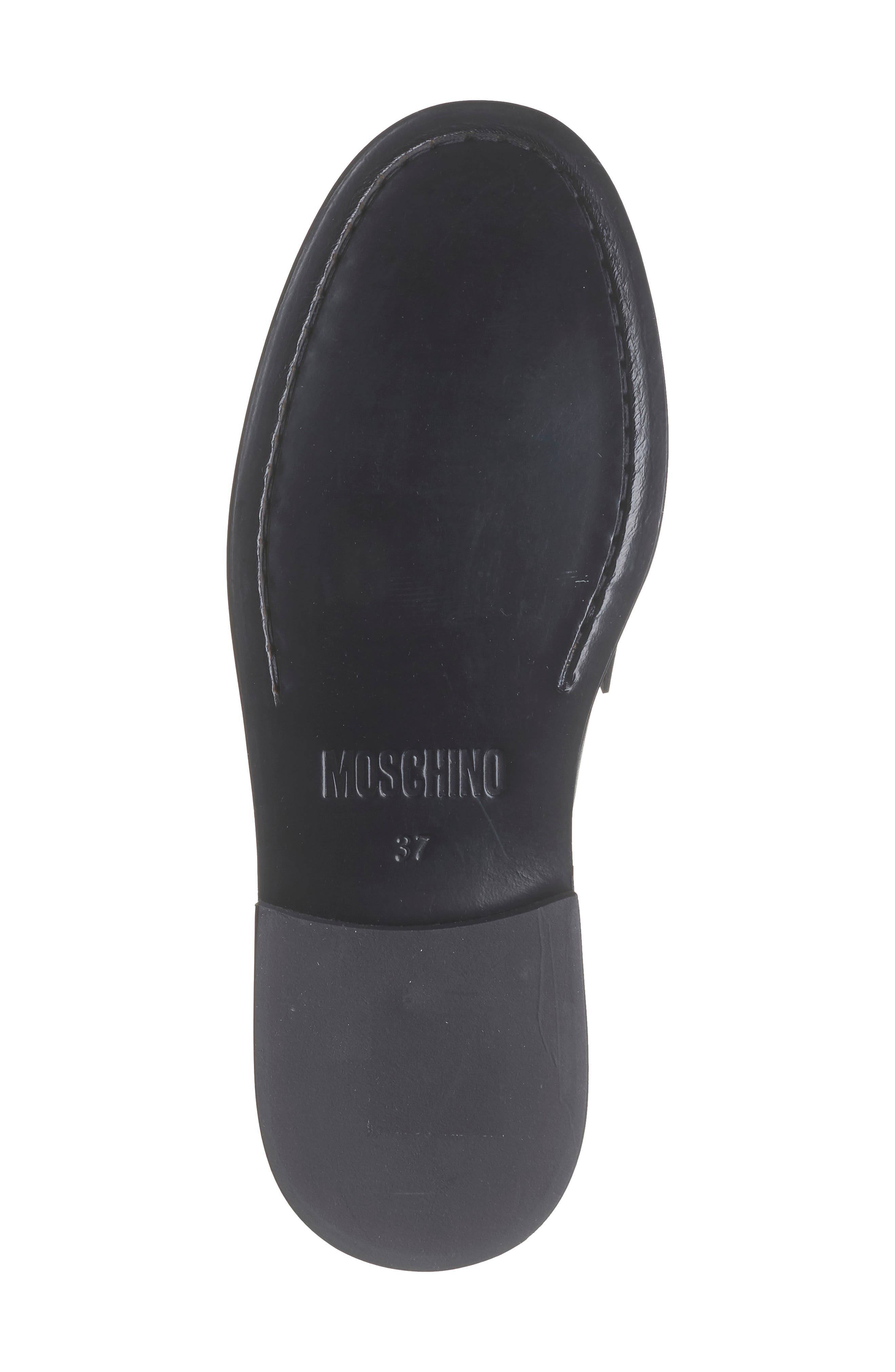 Moschino Metal Logo Loafer, Alternate, color, 