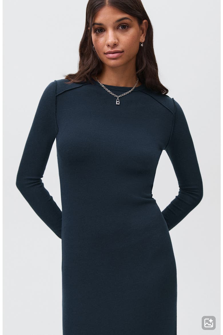 Plain Long Sleeve Maxi Dress, Alternate, color, NAVY