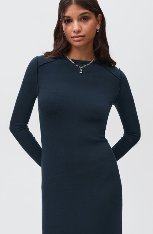 Mango Teen Plain Long Sleeve Maxi Dress In Blue