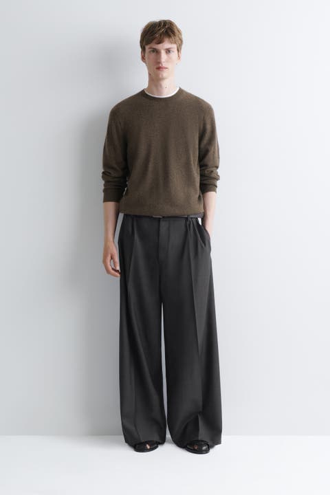 Pleated Relaxed-Fit Wide-Leg Pants