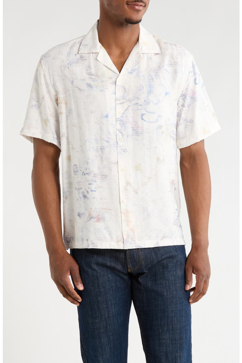Abstract Print Camp Shirt, Main, color, OFF WHITE