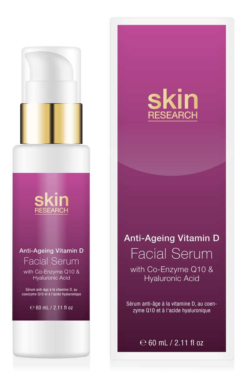 Skin Research Vitamin D, Hyaluronic Acid & Co-Enzyme Q10 Facial Serum 30ml, Main, color, 