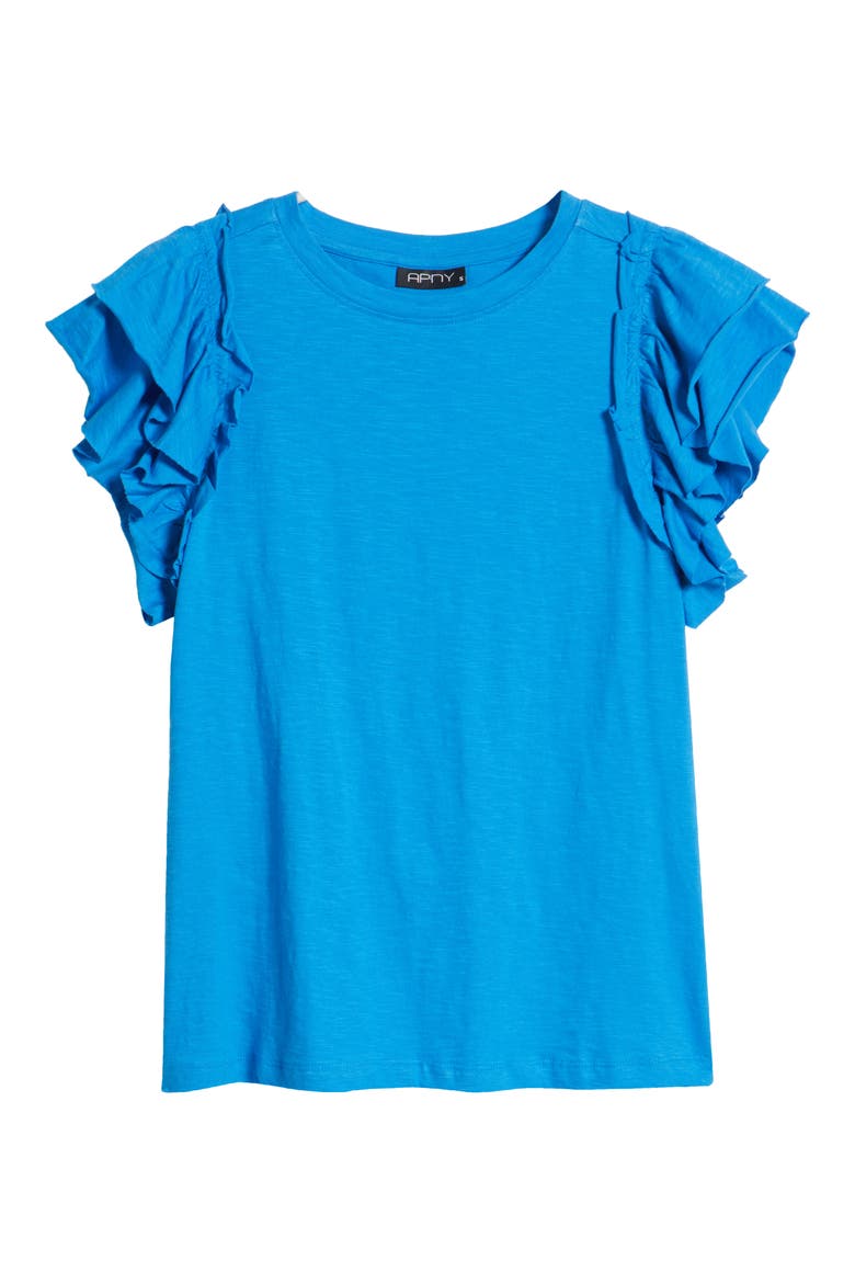 Ruffle Sleeve T-Shirt, Alternate, color, FRENCH BLUE