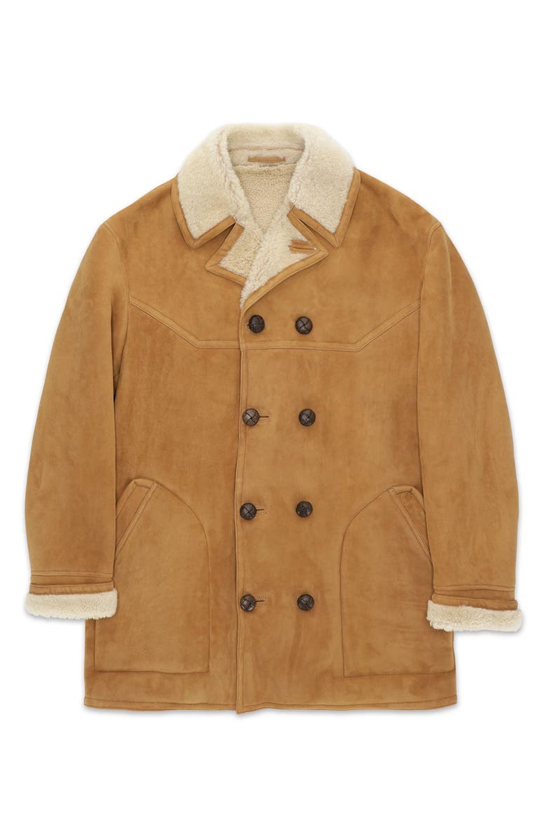Fortela Shearling Double Breasted Jacket, Main, color, Camel