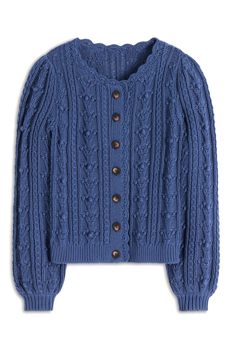 Bobble Cotton Cardigan, Alternate, color, DENIM BLUE
