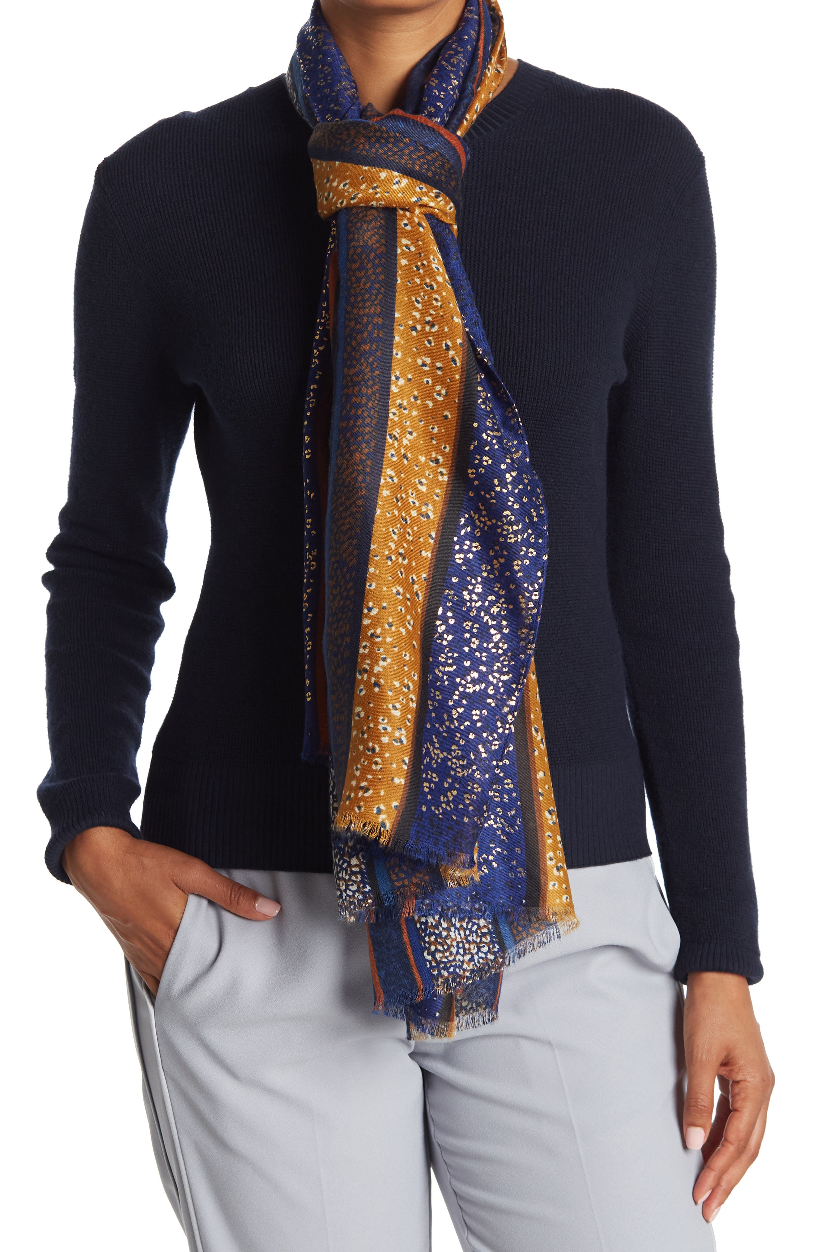 Lulla Collection by Bindya Printed Stripe Scarf | Nordstromrack
