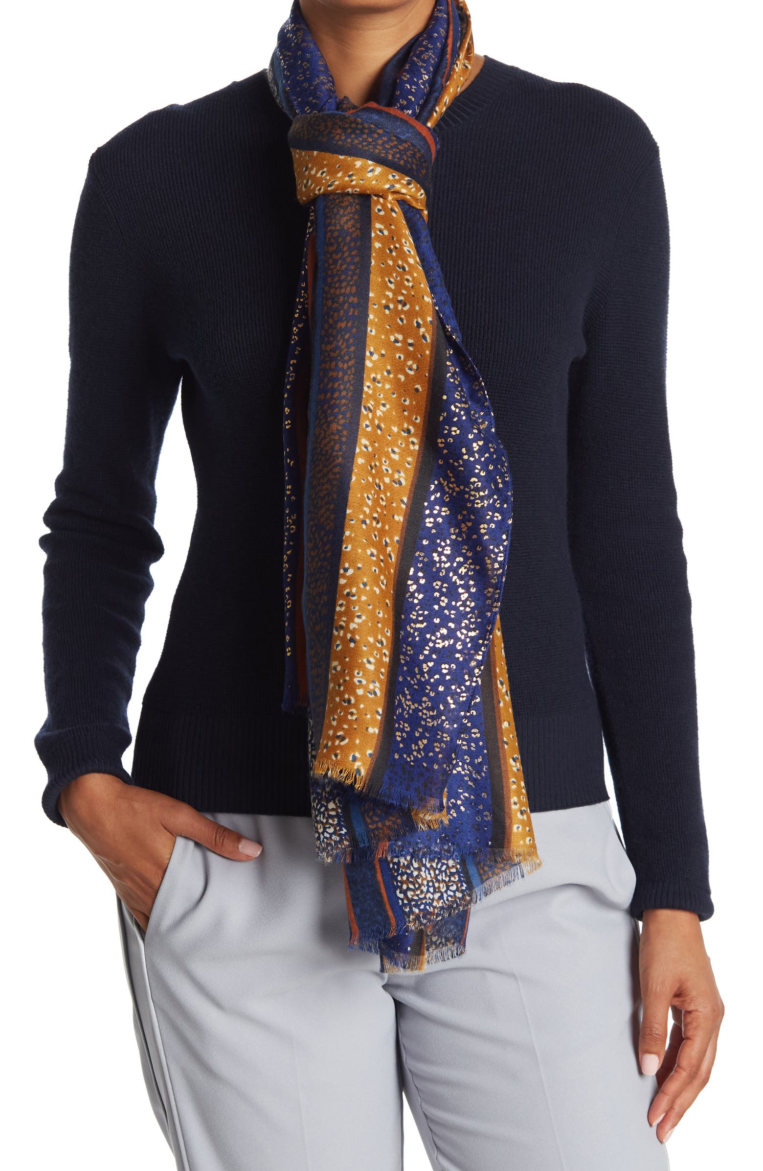 Lulla Collection by Bindya Printed Stripe Scarf | Nordstromrack
