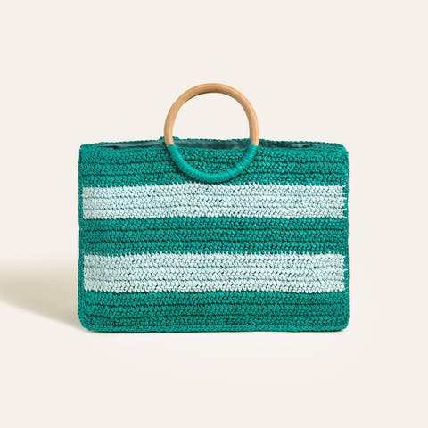 Delhi 100% Raffia Tote Bag 17X11 In