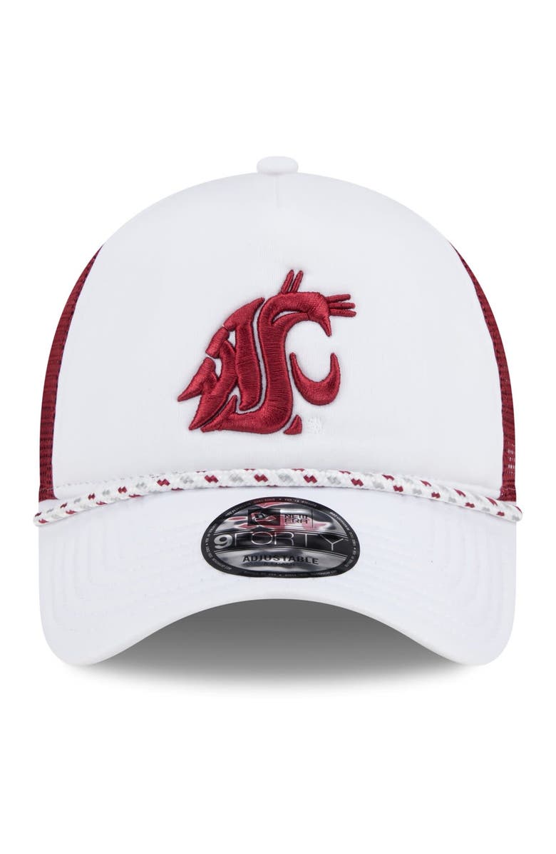 New Era Men's New Era White/Crimson Washington State Cougars Court Sport Foam A-Frame 9FORTY Adjustable Trucker Hat, Alternate, color, White