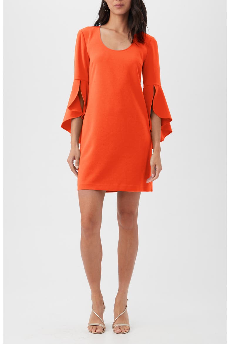 Barbette Ruffle Sleeve Shift Dress, Main, color, FERRY RED