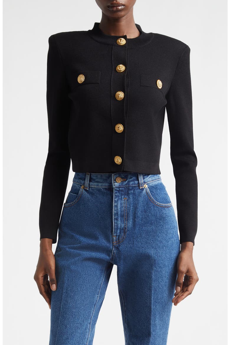 Button Detail Cardigan, Main, color, BLACK