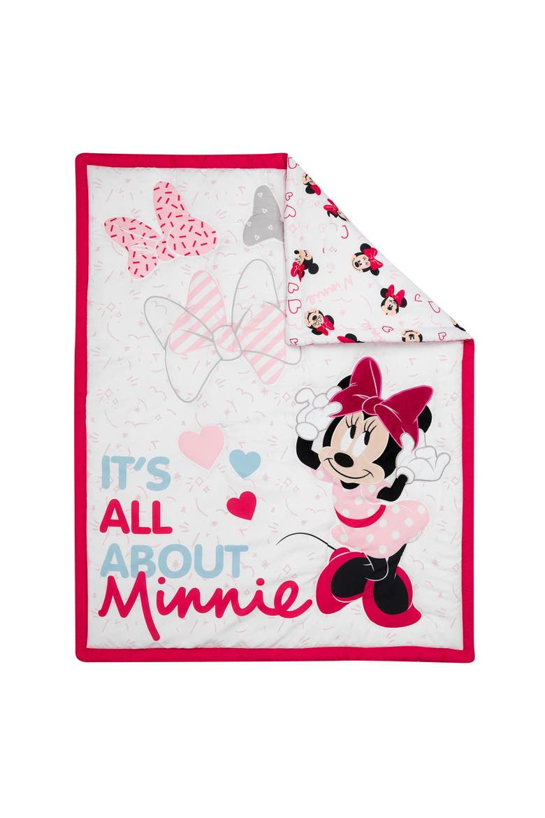 Disney Baby Minnie Mouse Love 3-Piece Nursery Crib Bedding Set, Alternate, color, Pink