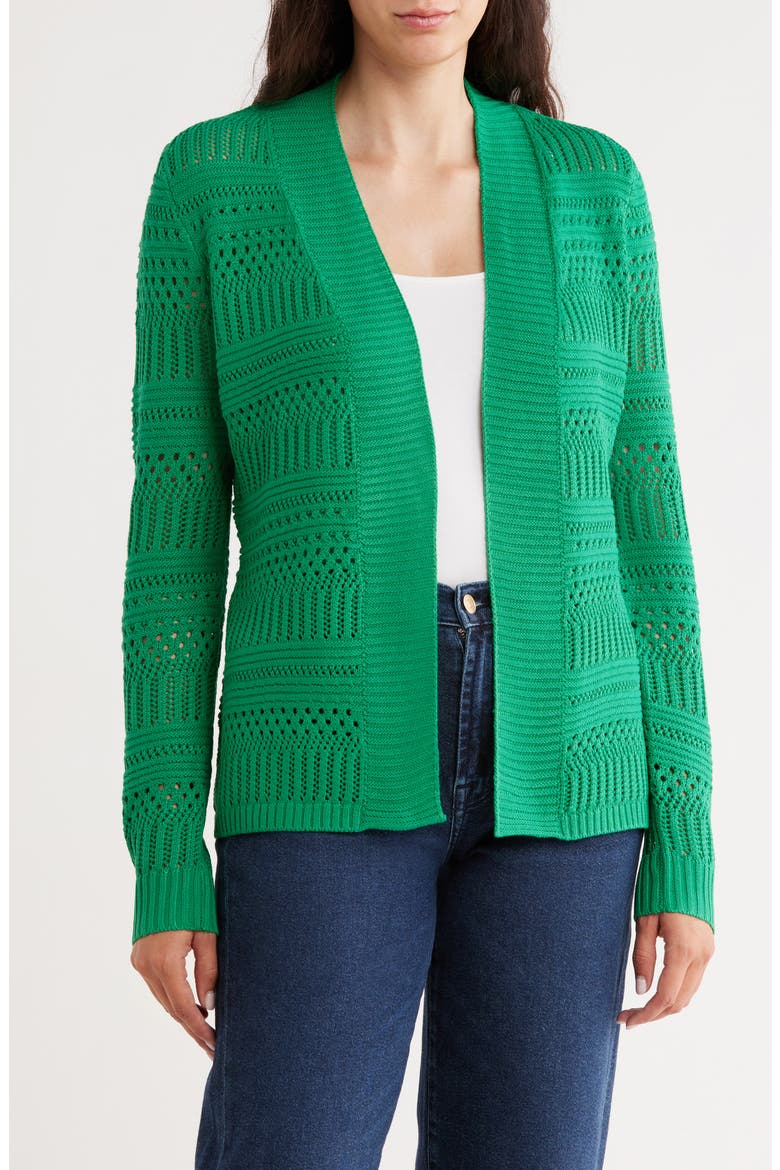 Open Stitch Cardigan, Main, color, GREEN JELLY BEAN