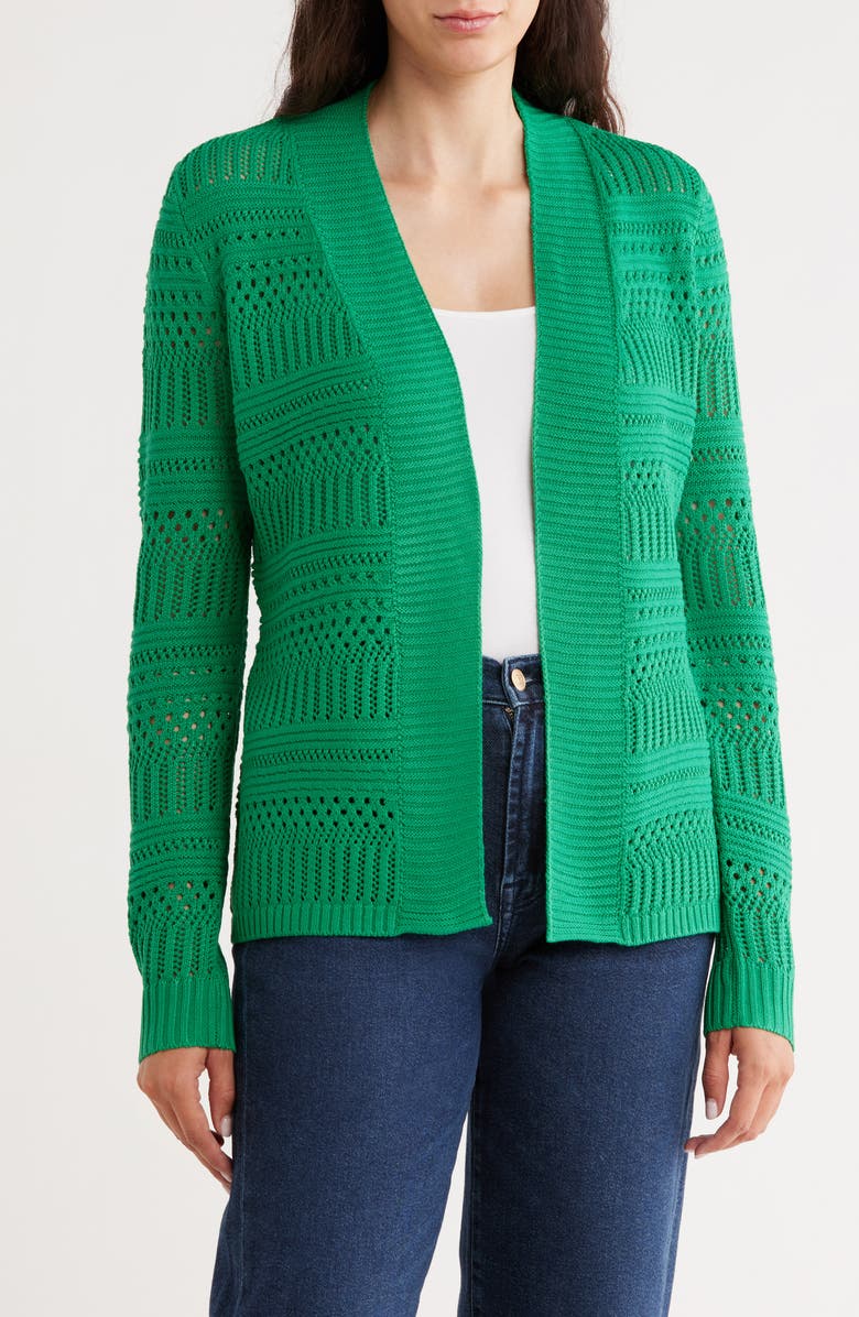 CYRUS Open Stitch Cardigan, Main, color, Green Jelly Bean