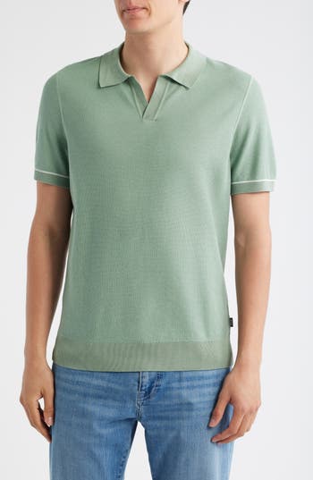 Hugo Boss Boss Jianluca Johnny Collar Polo In Green