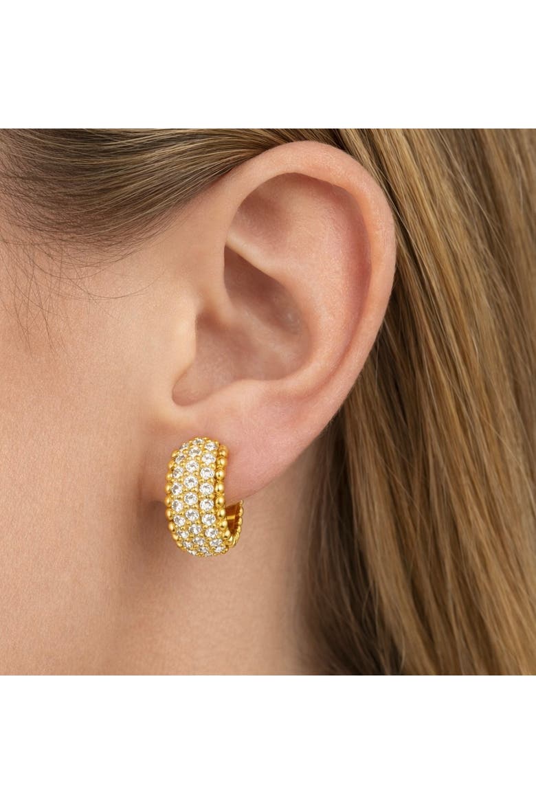 Chunky Gold-Tone Crystal Hoops, Alternate, color, Gold
