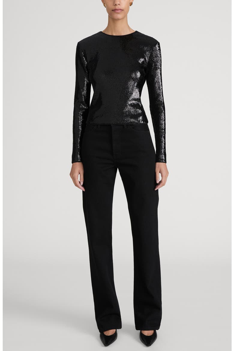 The Micro Sequined Top, Alternate, color, BLACK