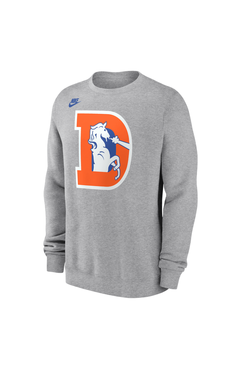 Nike Men's Nike Heather Gray Denver Broncos D Horse Logo Club Sweatshirt, Alternate, color, Heather Gray