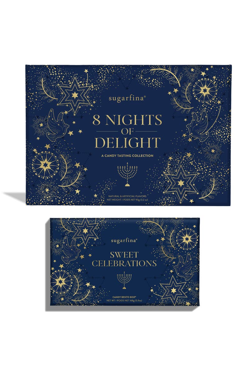 sugarfina 8 Nights of Delight Tasting Collection & Sweet Celebrations Candy Bento Box Bundle, Main, color, 