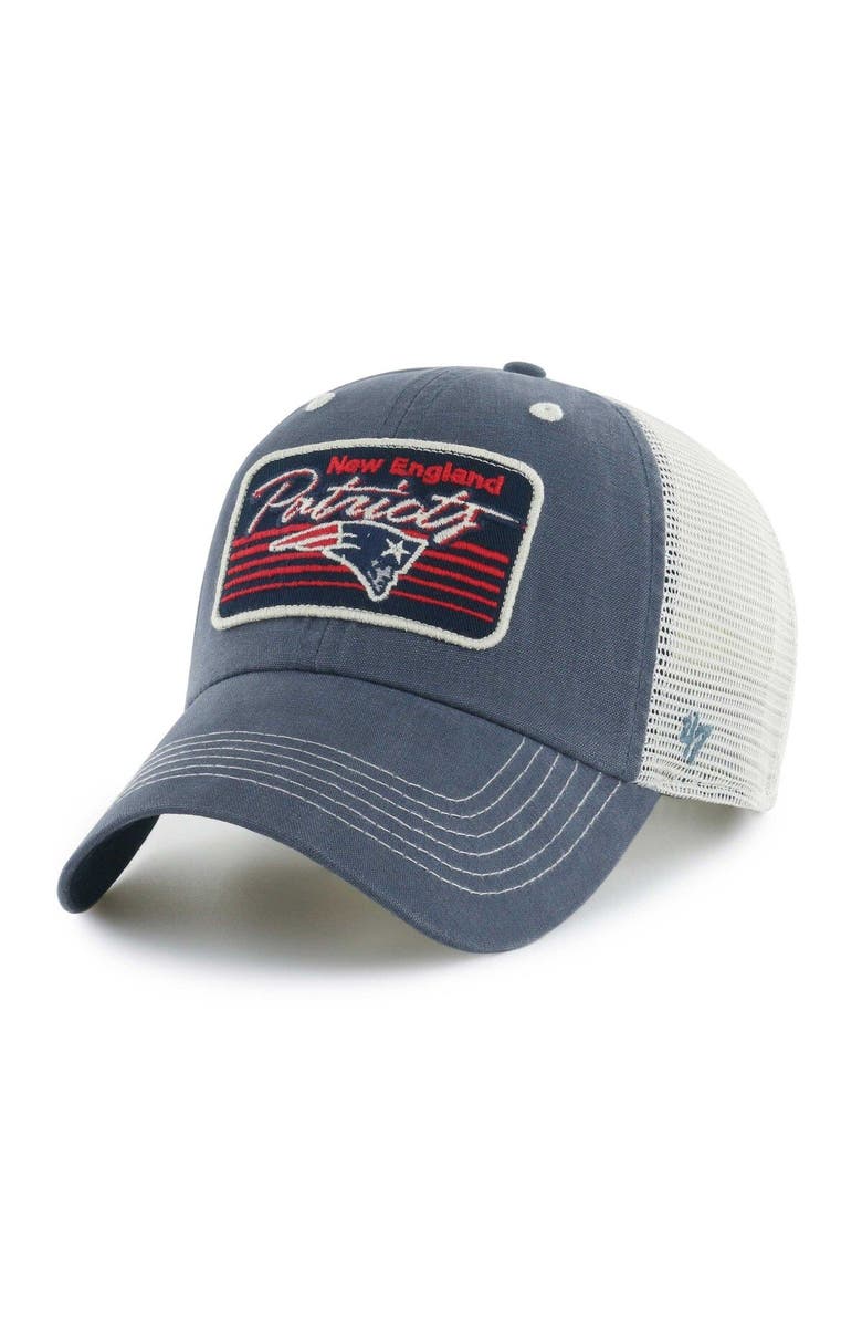 '47 Men's '47 Navy/Natural New England Patriots  Five Point Trucker Clean Up Adjustable Hat, Main, color, 