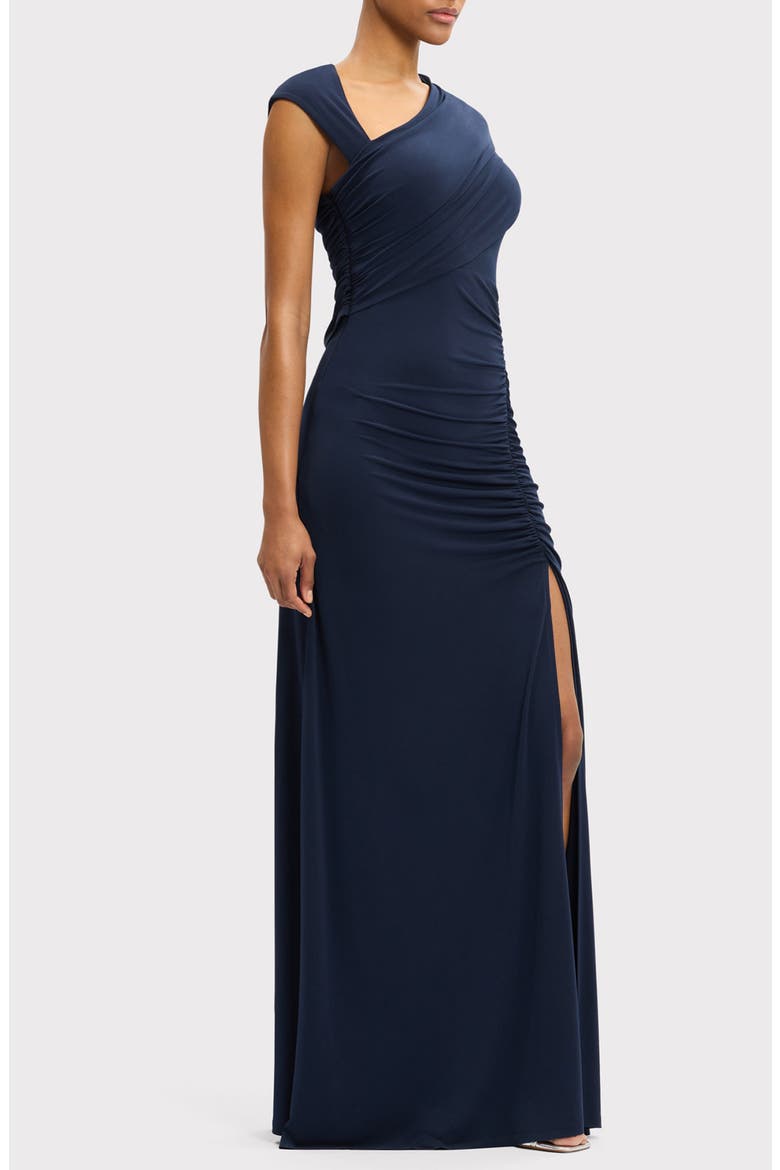 Cap Sleeve Ruched Matte Jersey Dress, Alternate, color, CLASSIC BLUE-470