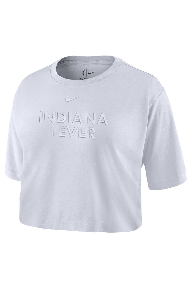 Women's Nike  White Indiana Fever Basketball Tonal Wordmark Cropped T-Shirt, Alternate, color, White