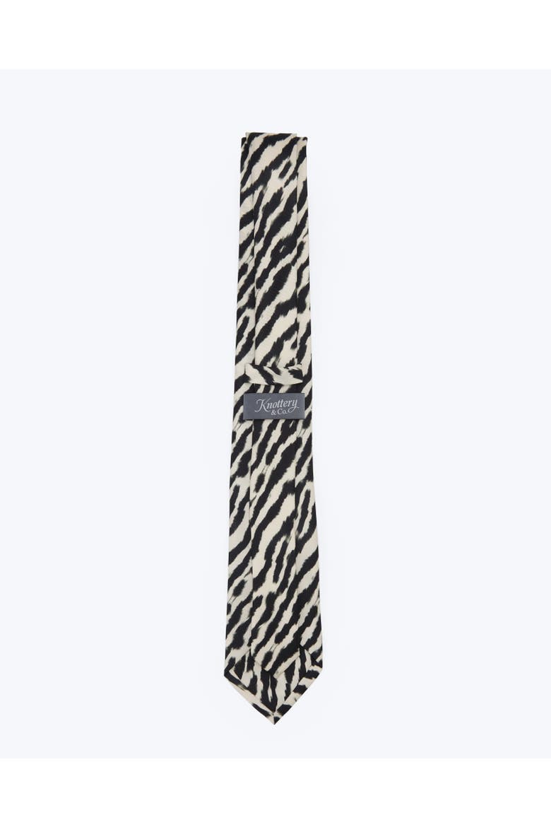 Savannah Stripes Printed Silk Tie, Alternate, color, Zebra