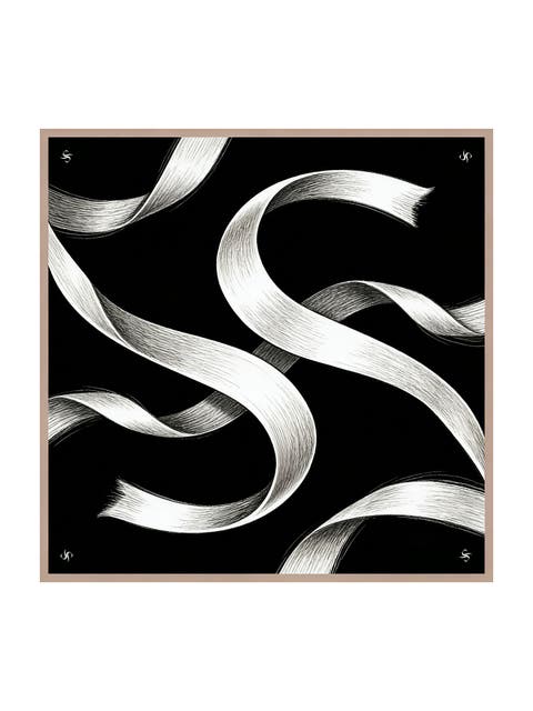 Pure Silk White Ribbon Square Scarf