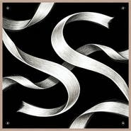 SILKSILKY Pure Silk White Ribbon Square Scarf