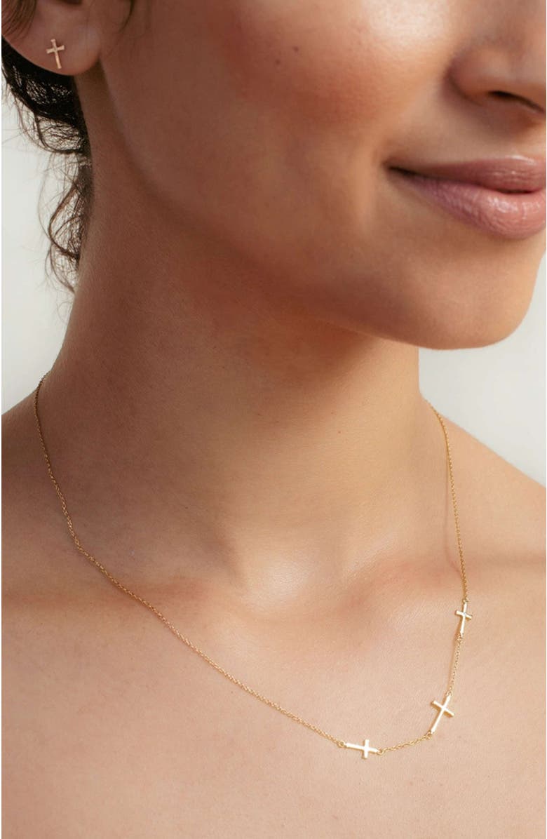 Rizen Jewelry Calvary Cross Necklace, Alternate, color, 18K Gold Plated