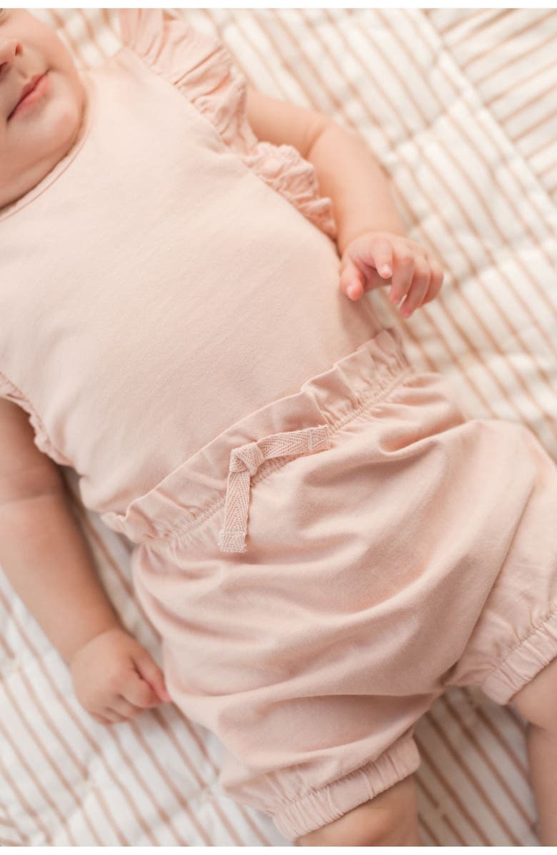 Pehr Garment Dyed Flutter Sleeve Organic Cotton Bodysuit, Alternate, color, Soft Peony