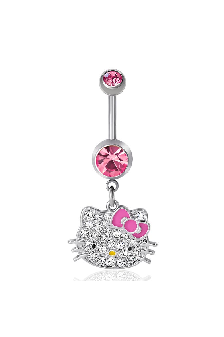 14G Stainless Steel (316L) Piercing Element Dangle Belly Button Ring, Main, color, Silver