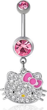 Hello Kitty 14G Stainless Steel (316L) Piercing Element Dangle Belly Button Ring