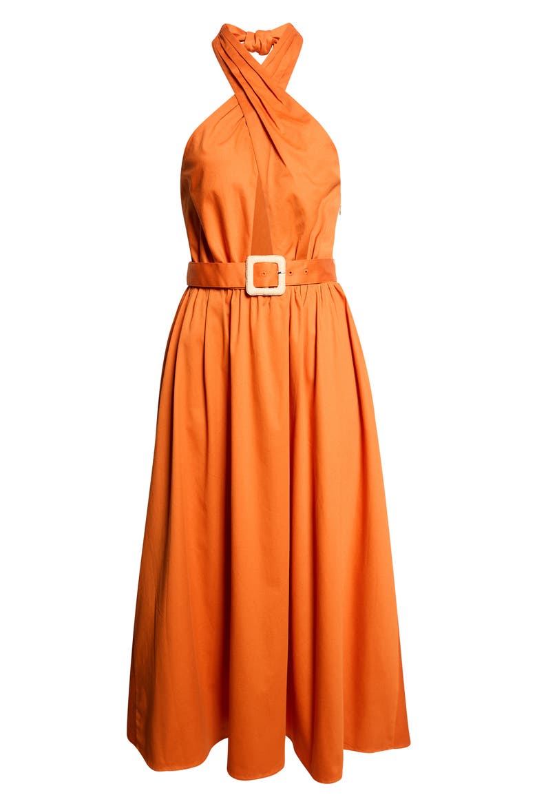 Rowe Belted Halter Maxi Dress, Main, color, ORANGE