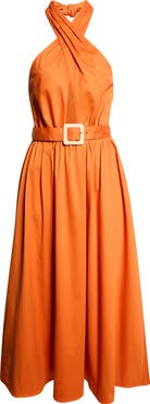 Reiss Rowe Belted Halter Maxi Dress
