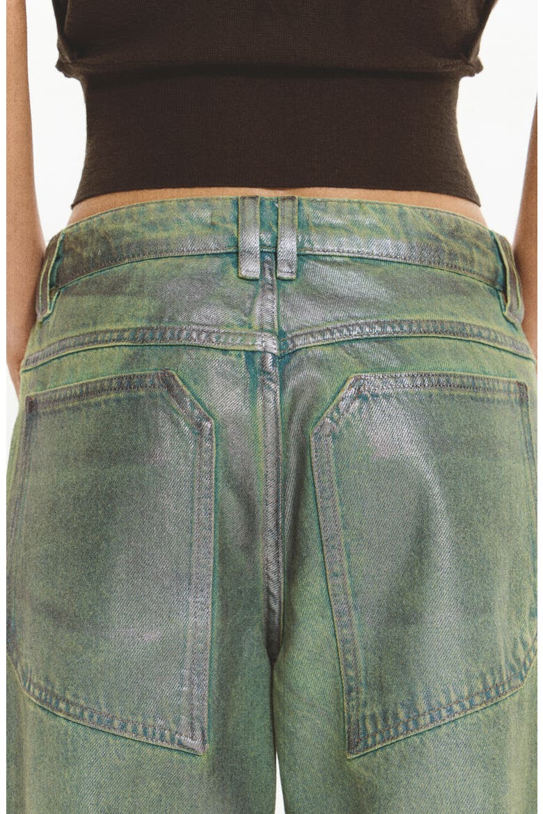 Coated Wide Leg Jeans, Alternate, color, GREEN