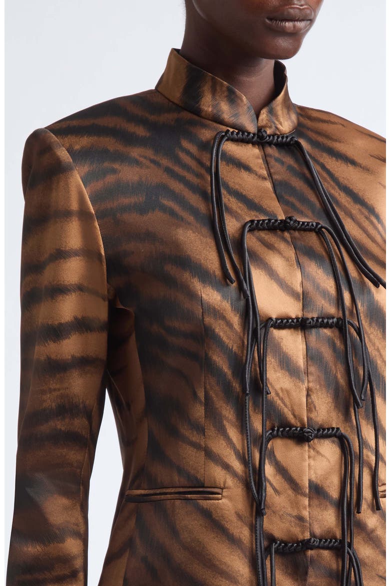 Chudeir Tiger Print Silk Blend Satin Jacket, Alternate, color, TIGER