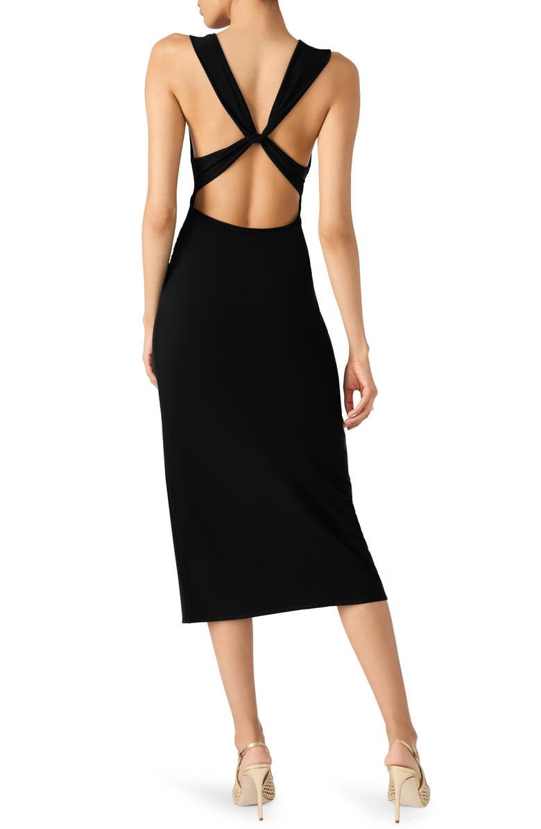 Steve Madden Kalin Asymmetric Cowl Neck Midi Dress, Alternate, color, Black