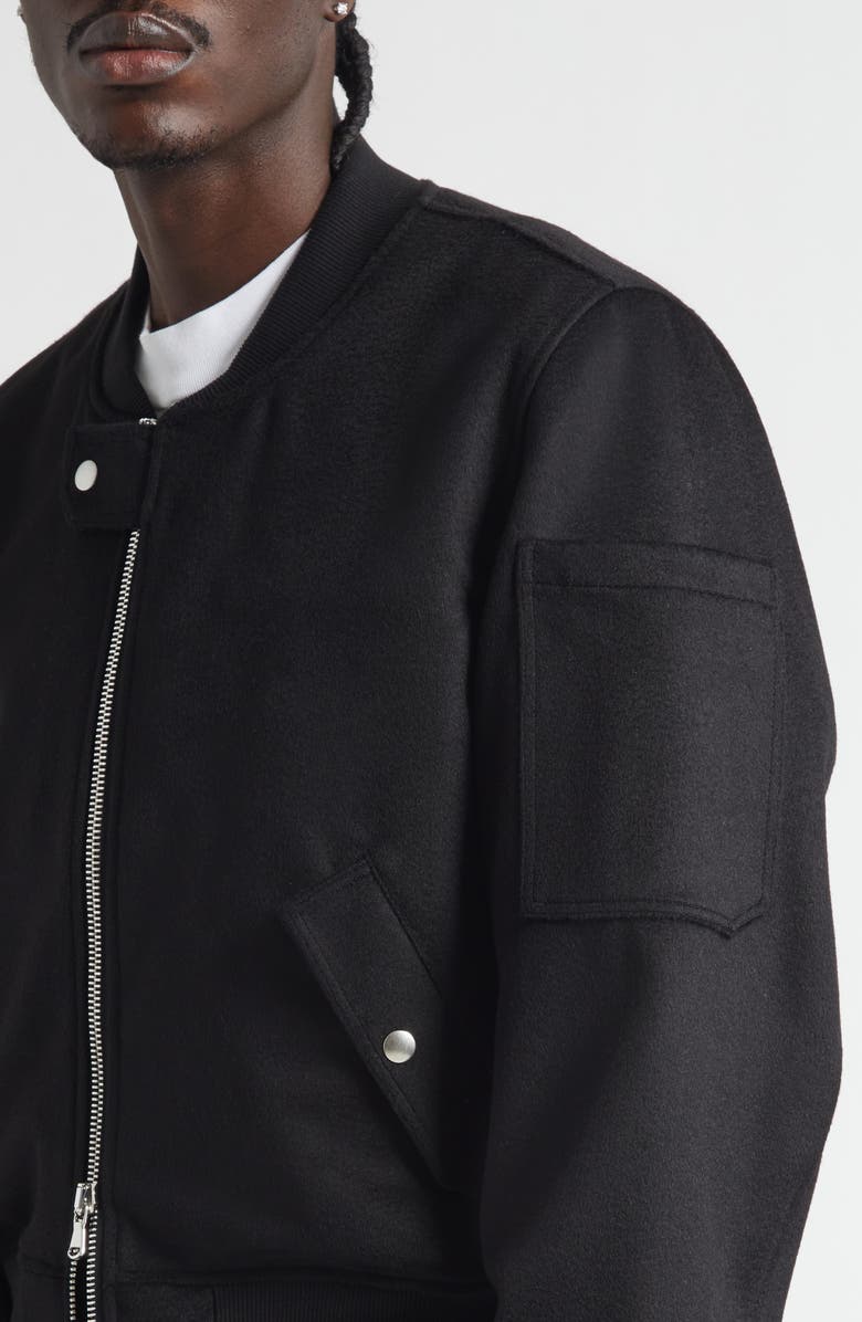 JKEEFER Breakdown Wool & Cashmere Blend Bomber Jacket, Alternate, color, Black