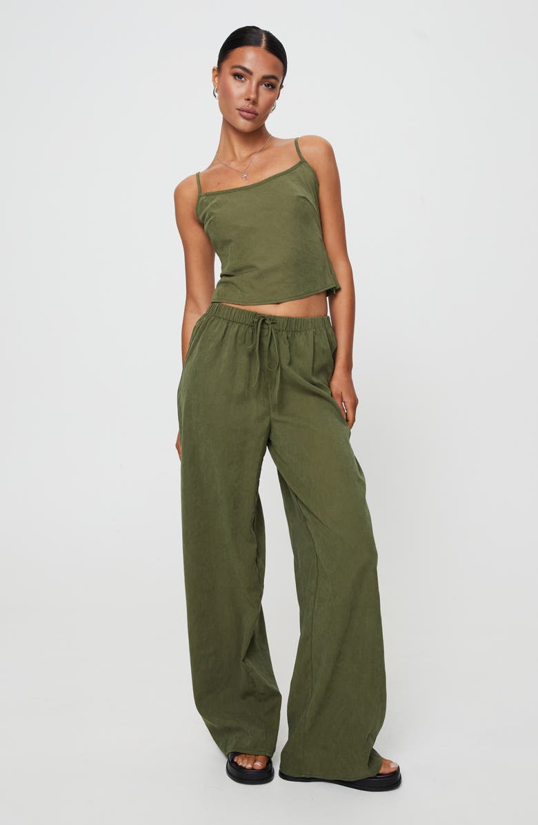Princess Polly Paigey Camisole & Wide Leg Pants Set, Alternate, color, Khaki Green