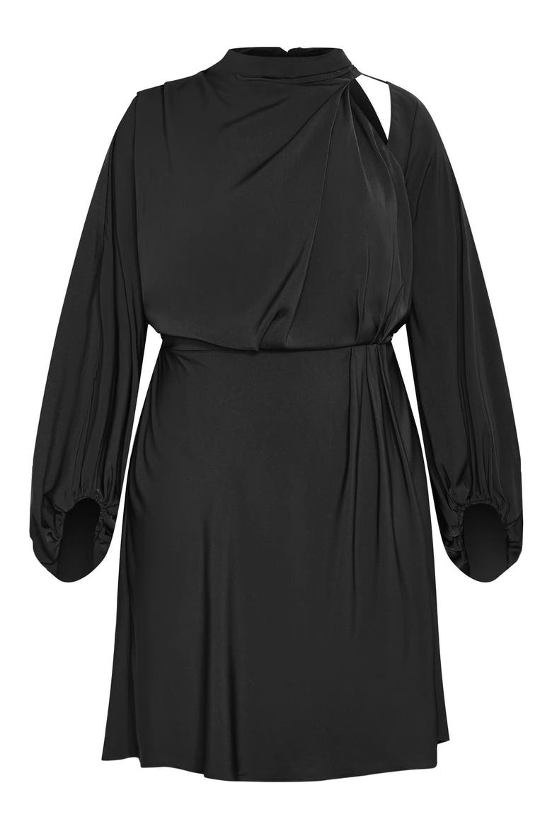 Jaylee Shoulder Cutout Long Sleeve Dress, Alternate, color, BLACK
