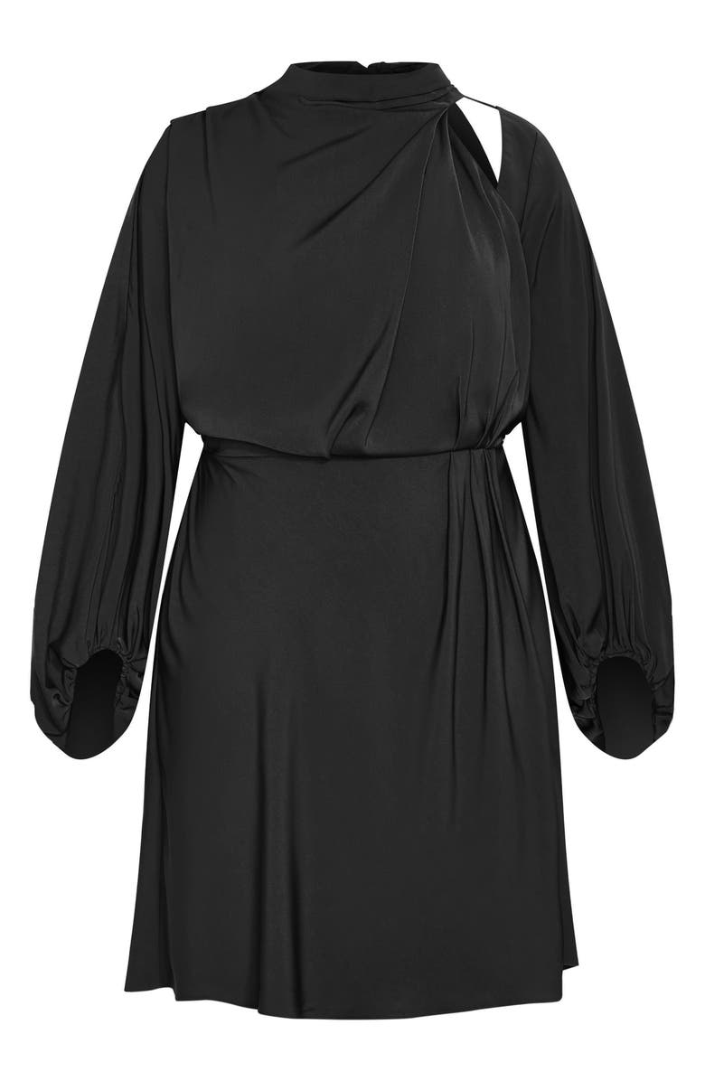 City Chic Jaylee Shoulder Cutout Long Sleeve Dress, Main, color, Black