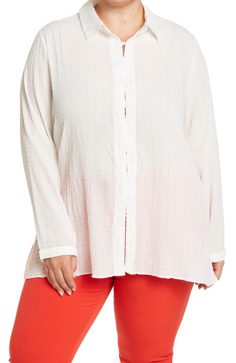 Everleigh Crinkle Color Button Front Shirt, Main, color,