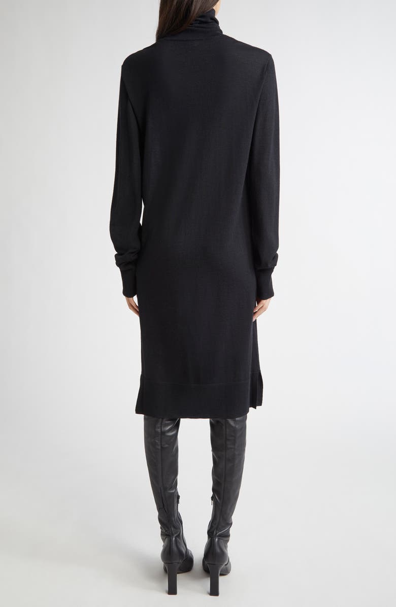 TOTEME Longline Turtleneck Organic Cotton & Cashmere Sweater, Alternate, color, Black