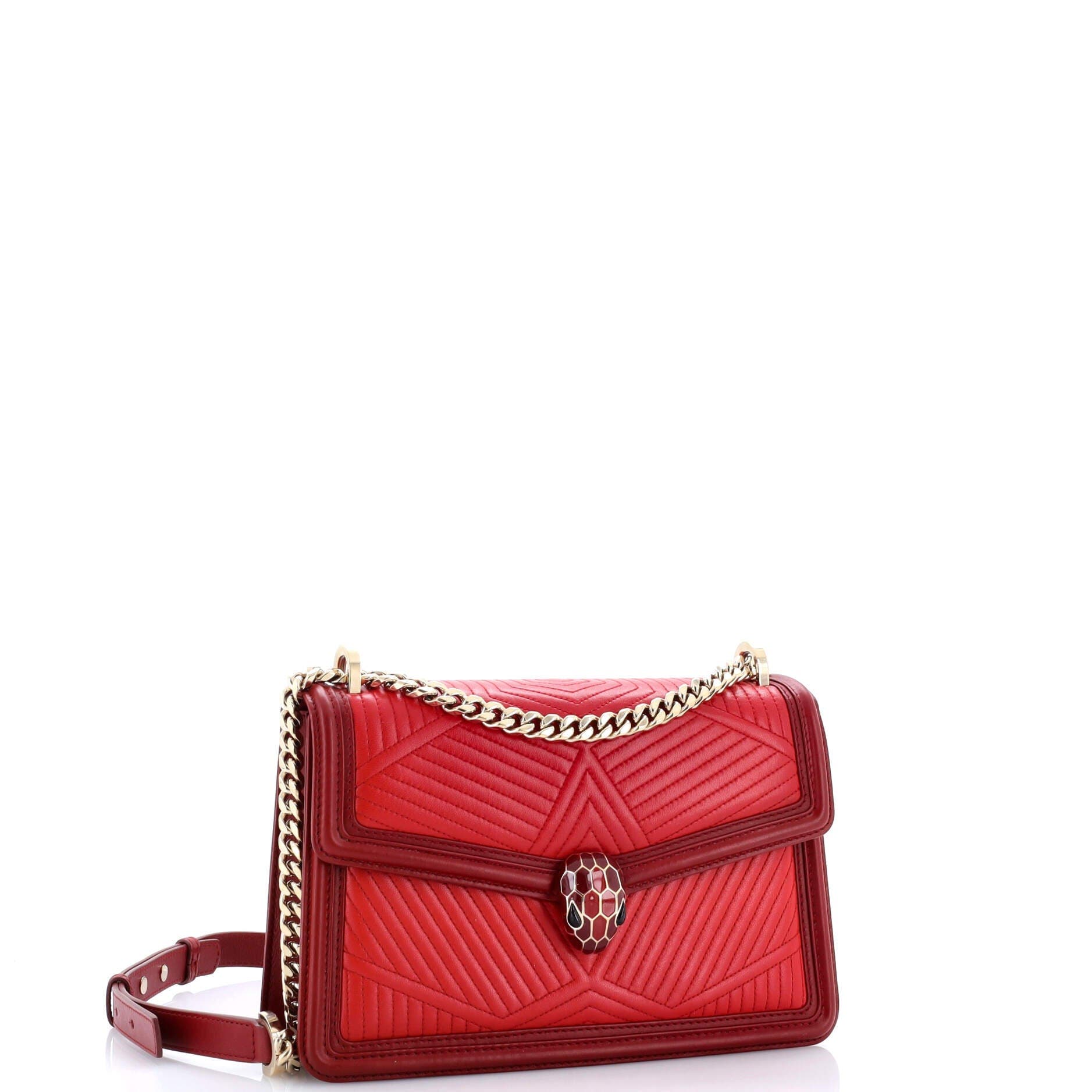Serpenti Forever Shoulder Bag Quilted Leather Small, Alternate, color, Red
