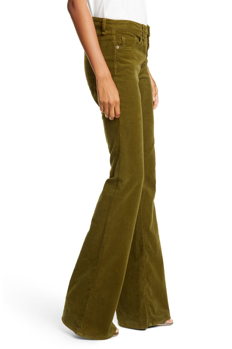 Beverly High Waist Corduroy Flare Pants, Alternate, color, MOSS