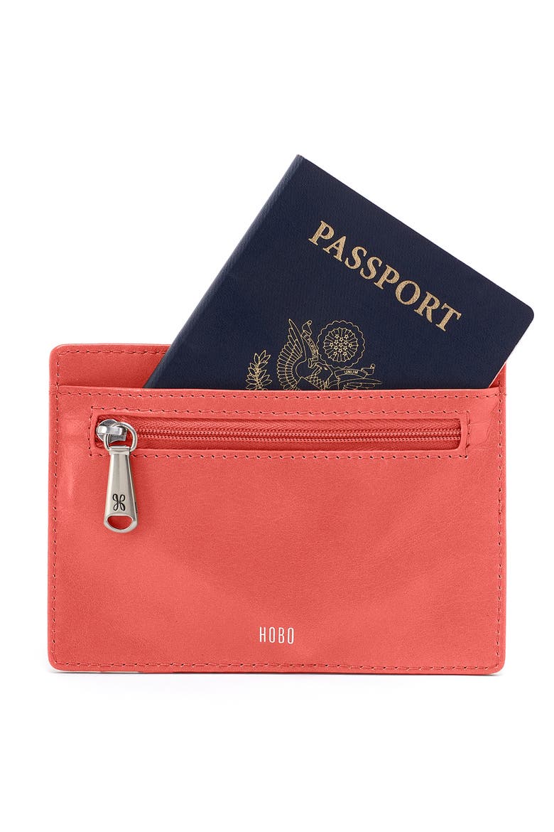 Euro Slide Leather Credit Card Case, Alternate, color, PINK MIRAGE