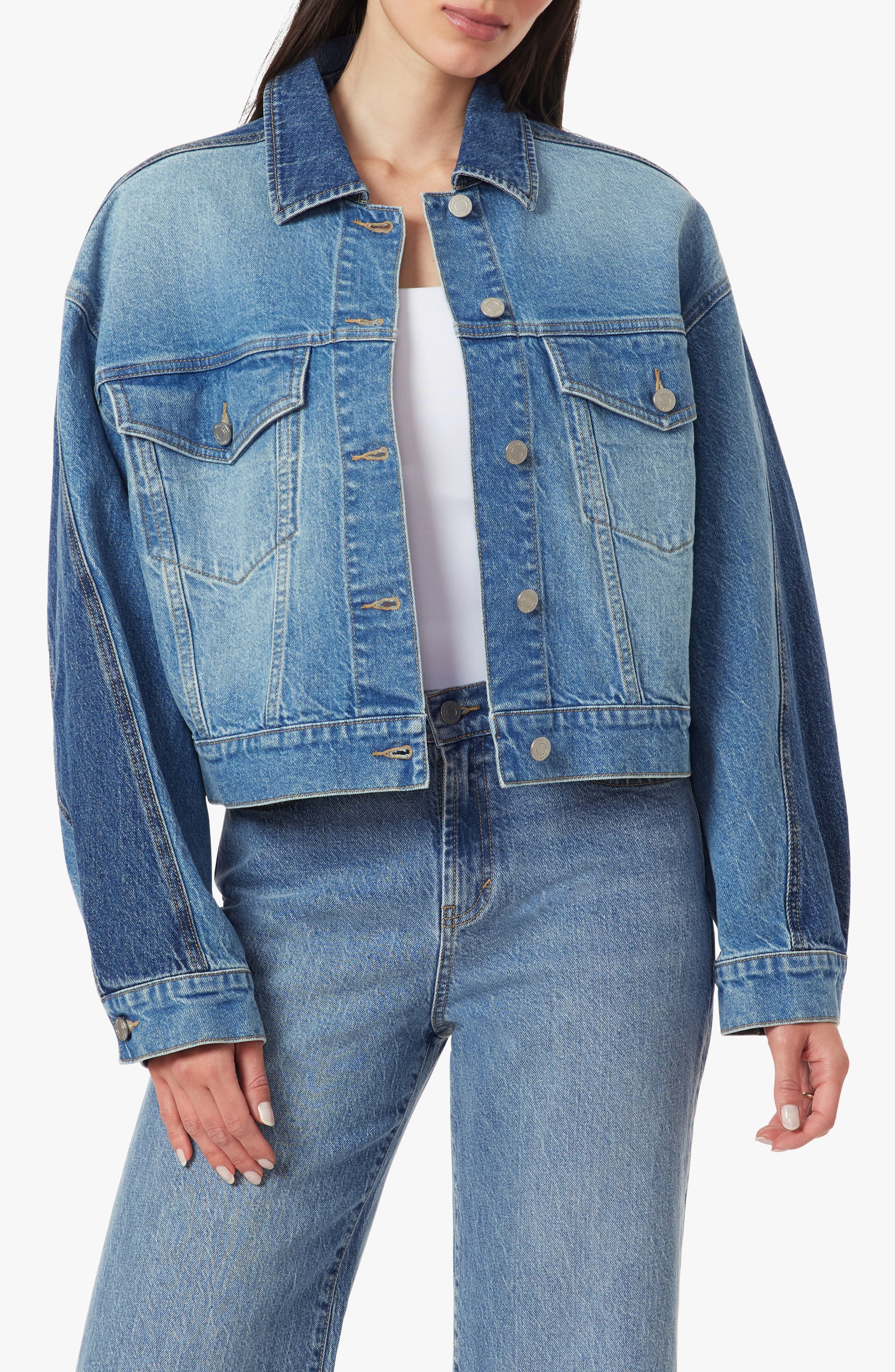 Habitual Colorblock Denim Trucker Jacket