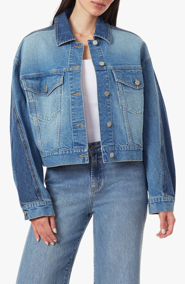 Habitual Colorblock Denim Trucker Jacket, Main, color, Adrift
